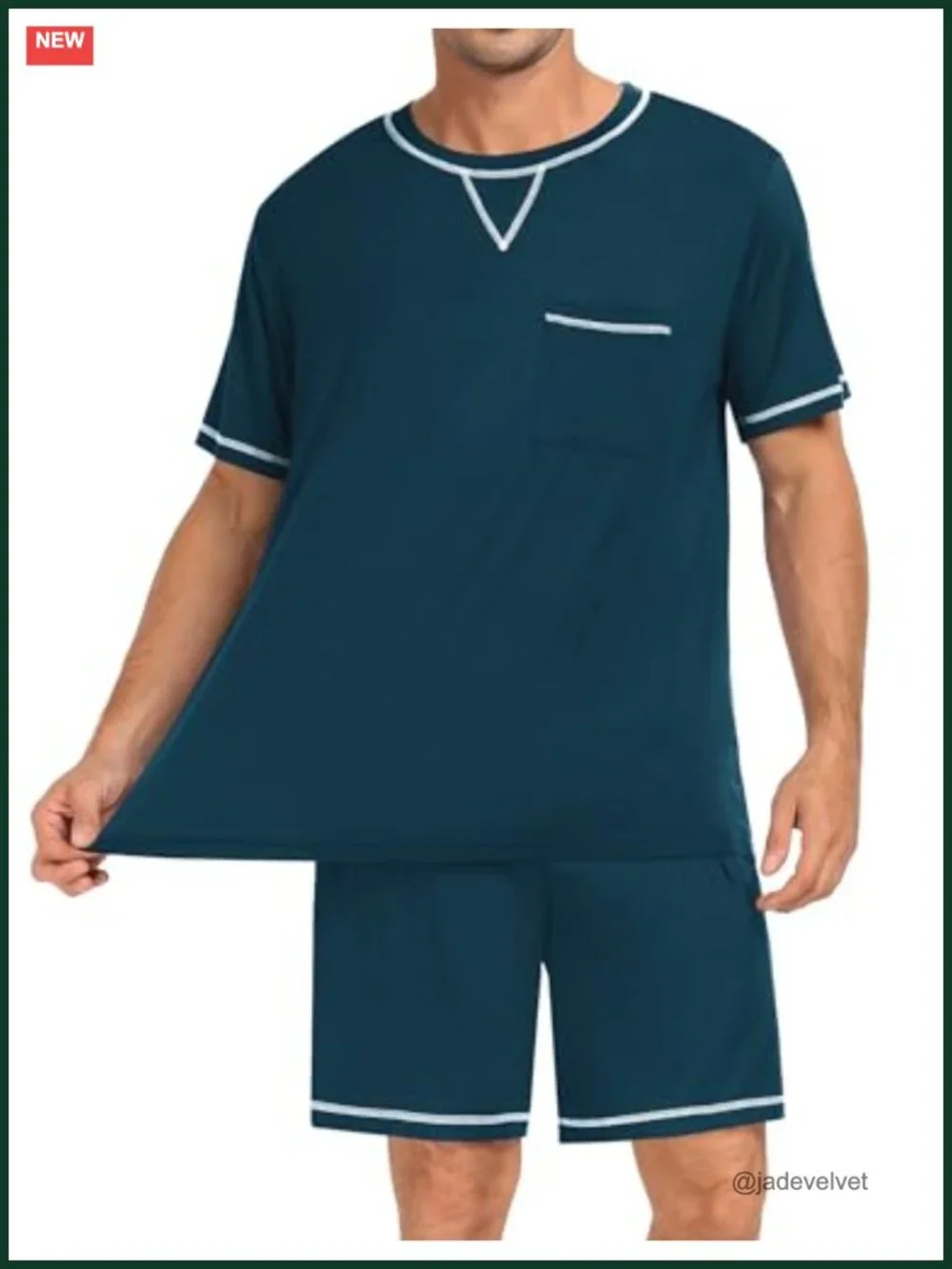 Men's Pajama Set Short Sleeve 2-Piece Lounge Set with Pockets